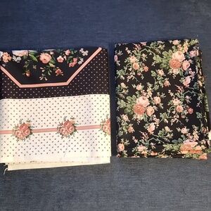 Bundle of 2 Cranston Quilting Cotton Fabrics - Black and Pink